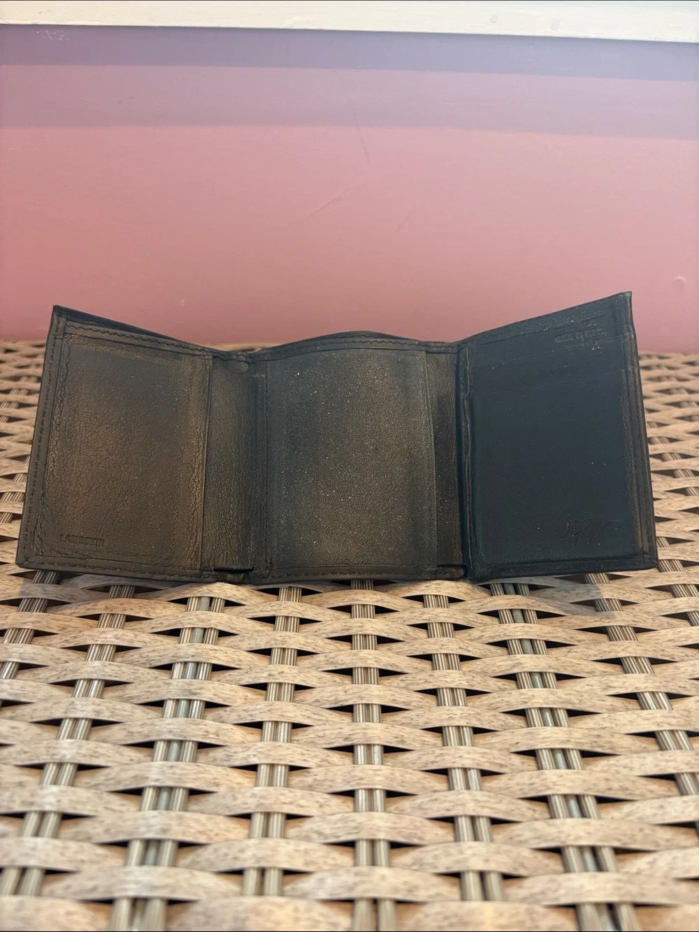 Lord & Taylor Black Leather Trifold Wallet